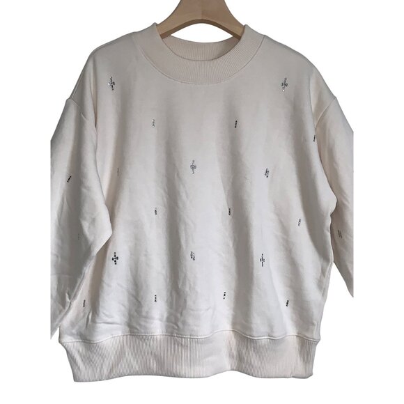 A New Day Womens Ivory Cream Sweater Long Sleeve Pullover Crewneck Medium - Picture 1 of 12